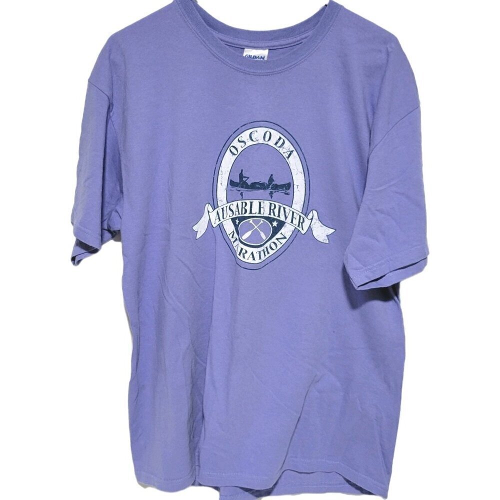 Oscoda Michigan AuSable River Canoe Marathon T-Shirt Large Unisex Blue Gildan